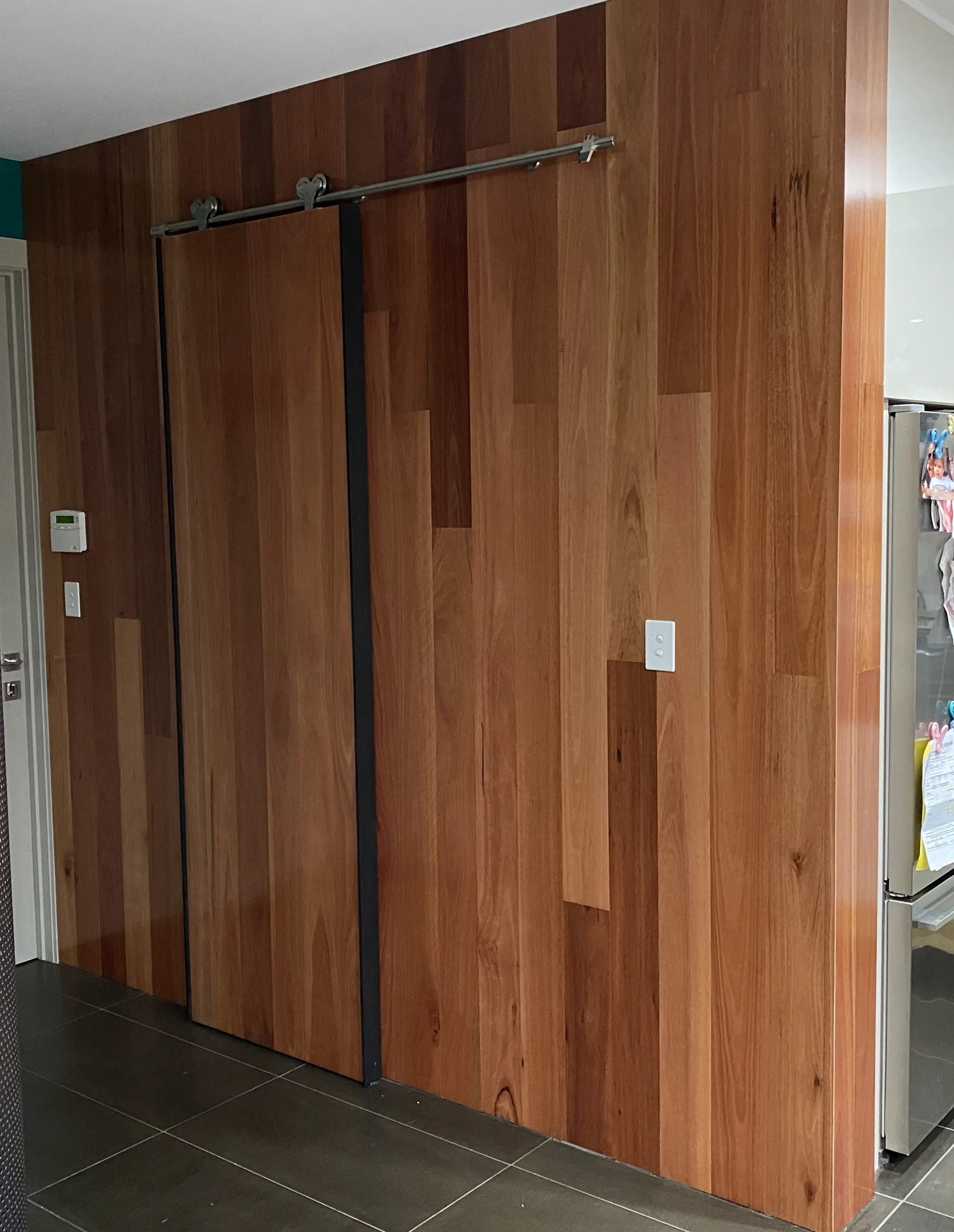 Full height timber wall and sliding timber barn door